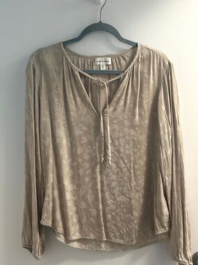 Cloth & Stone Tan and Cream Tunic Blouse